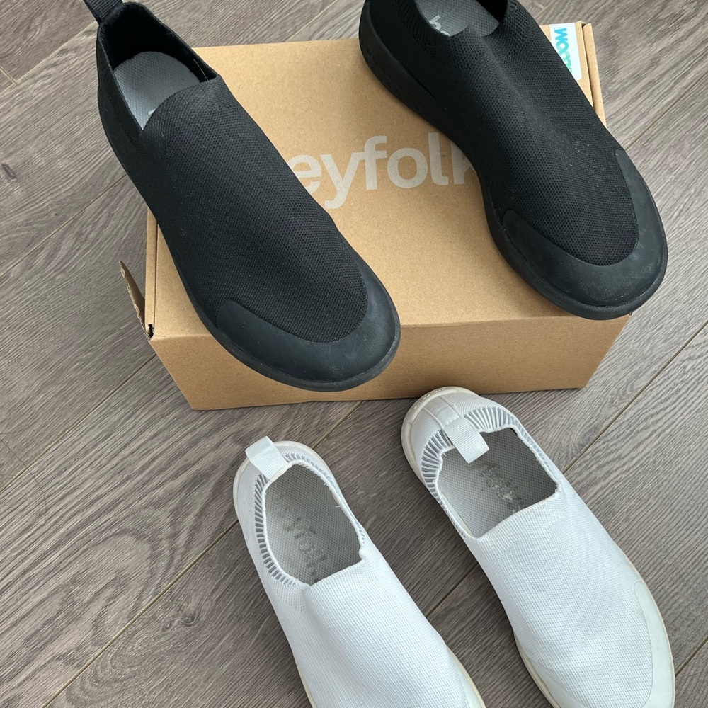 Hey Folks Black and White Women's Slip-On Sneakers